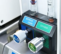 Nitrogen and oxygen knobs on nitrous oxide dental sedation tank