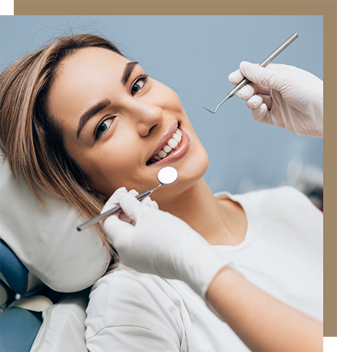 Woman smiling right before her dental exma