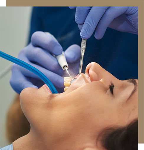 Woman undergoing gum disease treatment