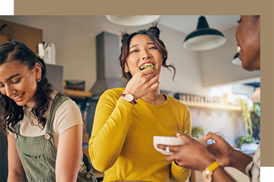 Woman eating chips and dip