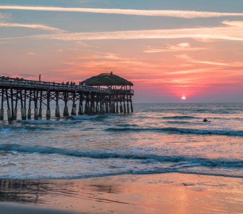 View of dock over the beach