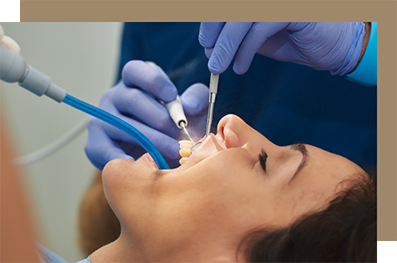 Woman undergoing a dental cleaning