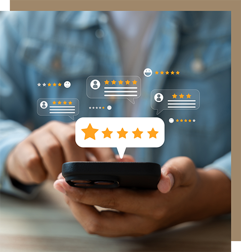 Person looking at reviews on their phone