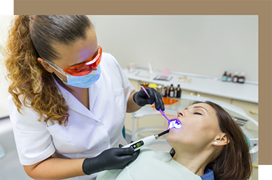 Woman relaxed while getting dental treatment