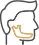 Icon of a person's side profile with the jawbone highlighted