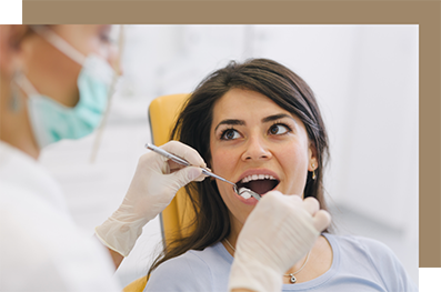 Woman getting a dental exam