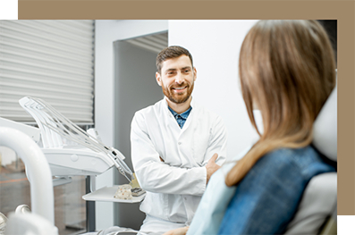 Cosmetic dentist listening to a patient