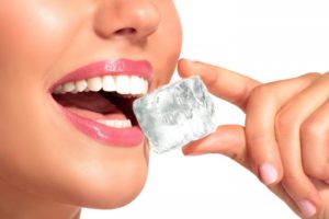 woman about to eat ice