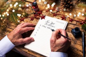 person writing down "smile more" on a list titled "New Year's Resolutions" after getting a root canal in Cocoa Beach