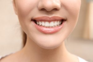 Close-up of perfect female teeth and gums