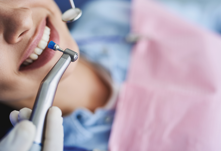 Patient undergoing dental cleaning